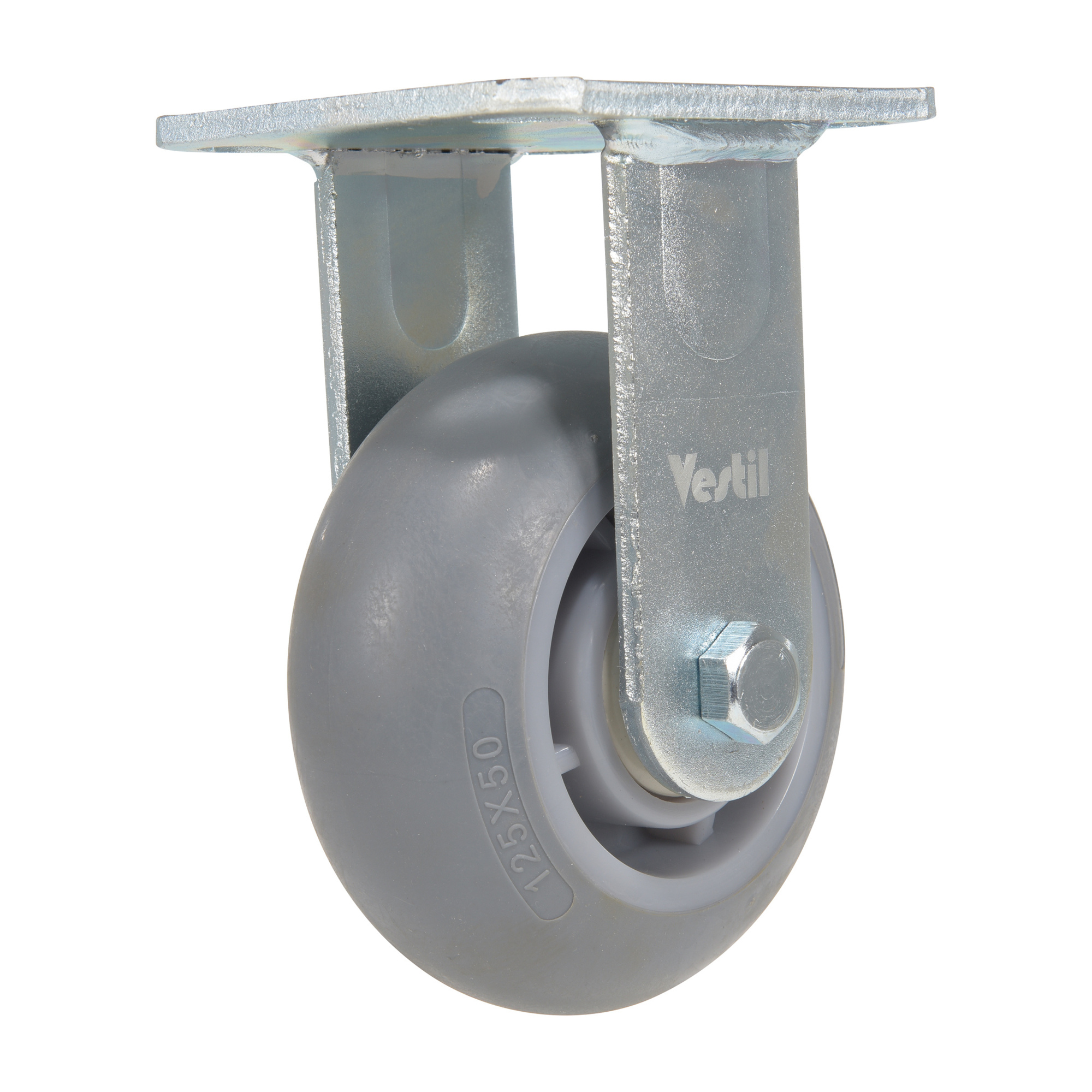Vestil Rubber Rigid Caster - 5in. x 2in., 551-Lb. Capacity, Thermoplastic Rubber, Gray, Model# CST-VE-5X2TPR-R